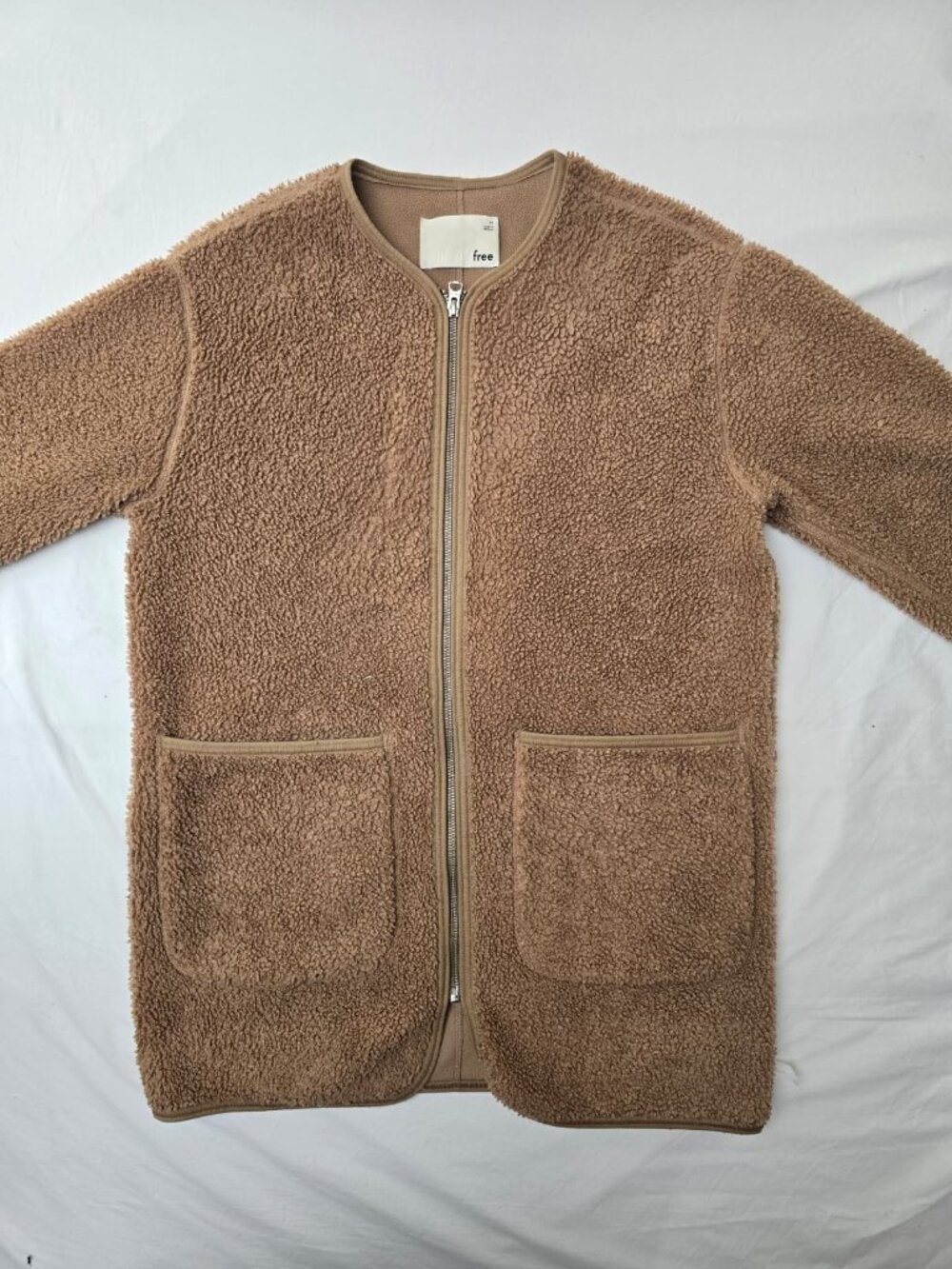 Wilfred Free Sherpa Fleece Zip-Up Jacket – XS – Camel Brown